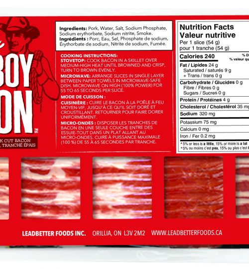 PRF-BS05 - Bacon Sliced Smoked Thick CC VP 500g Back